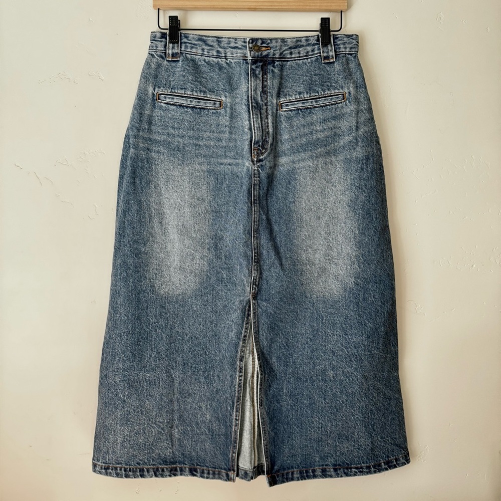 Petite Studio Blue Denim with Brown Leather Patch